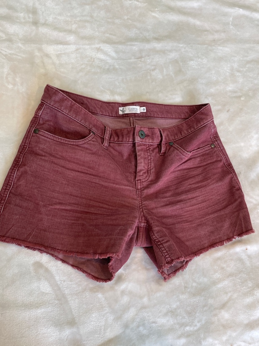 Carve Designs Women's Maroon Denim Cutoff Shorts